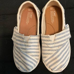 Toms toddler slip on shoes with Velcro size 10 - blue and white stripe